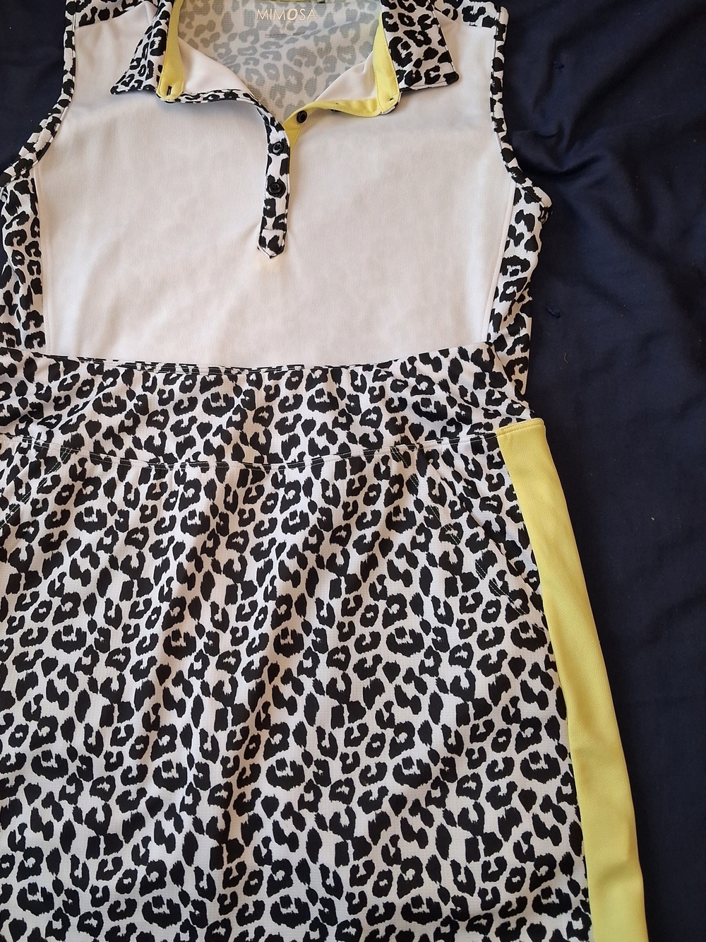 Mimosa Leopard Print Sleeveless 2 Piece Set with Yellow Trim Medium